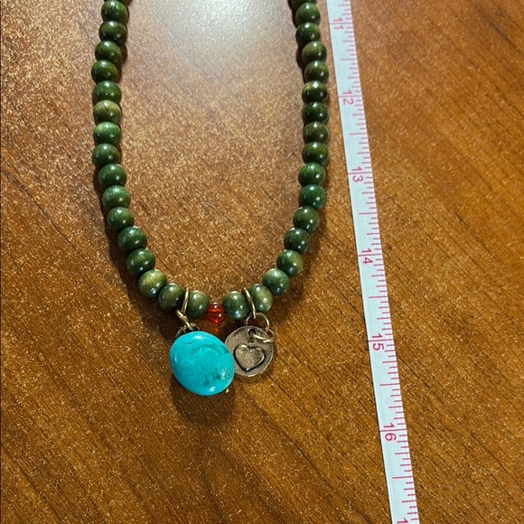 Bohemian Green and Blue Double-Stranded Necklace - Picture 8 of 9